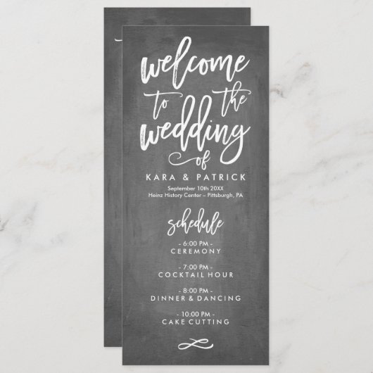 Chic Hand Lettered Planning en Programma van de We Programmakaart (Voorkant / Achterkant)