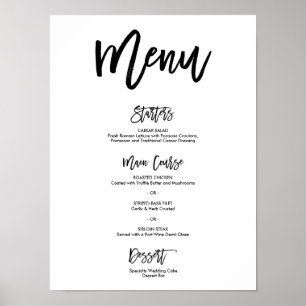 Chic Hand Lettered Poster van het Menu van de Wedd