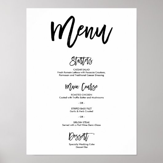Chic Hand Lettered Poster van het Menu van de Wedd (Voorkant)