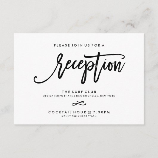 Chic Hand Lettered Reception Accommodations 2-Side Informatiekaartje (Voorkant)