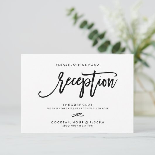 Chic Hand Lettered Reception Accommodations 2-Side Informatiekaartje (Staand voorkant)