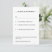 Chic Hand Lettered Response Card RSVP Kaartje (Staand voorkant)