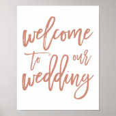 Chic Hand Lettered Roos Weddenschap Welkomstteken Poster (Voorkant)