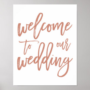Chic Hand Lettered Roos Weddenschap Welkomstteken Poster