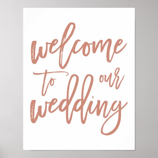 Chic Hand Lettered Roos Weddenschap Welkomstteken Poster (Voorkant)