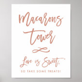 Chic Hand Lettered Roos Wedding Macarons Sign Poster (Voorkant)