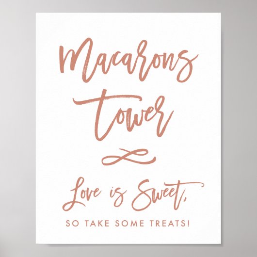 Chic Hand Lettered Roos Wedding Macarons Sign Poster (Voorkant)