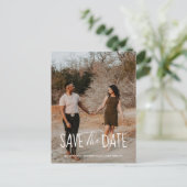 Chic Hand Lettered Save the Date Uitnodiging Briefkaart (Staand voorkant)
