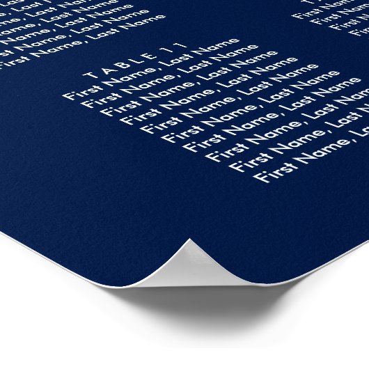 Chic Hand Lettered Seating Chart Navy Poster (Hoek)