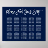 Chic Hand Lettered Seating Chart Navy Poster (Voorkant)