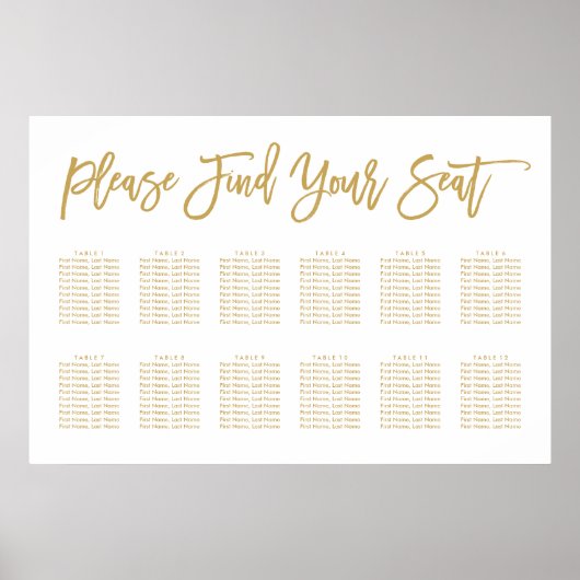 Chic Hand Lettered Seining Chart Gold Poster (Voorkant)