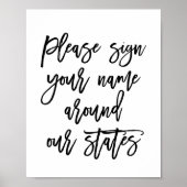 Chic Hand Lettered Sign Jouw naam rond Staten Poster (Voorkant)