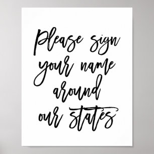 Chic Hand Lettered Sign Jouw naam rond Staten Poster