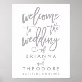 Chic Hand Lettered Silver Wedding Welkomstteken Poster (Voorkant)