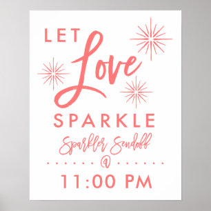 Chic Hand Lettered Sparkler Sendoff Sign   Koraal Poster