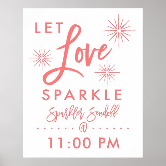 Chic Hand Lettered Sparkler Sendoff Sign | Koraal Poster (Voorkant)