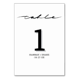 Chic Hand Lettered Table Number Kaart