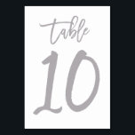 Chic Hand Lettered tafel nummer Zilver | Tabel 10 Kaart<br><div class="desc">Moderne tafel nummer kaarten.</div>