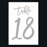 Chic Hand Lettered tafel nummer Zilver | Tabel 18 Kaart<br><div class="desc">Moderne tafel nummer kaarten.</div>