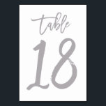 Chic Hand Lettered tafel nummer Zilver | Tabel 18 Kaart<br><div class="desc">Moderne tafel nummer kaarten.</div>