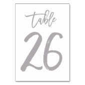 Chic Hand Lettered tafel nummer Zilver | Tabel 26 Kaart (Achterkant)