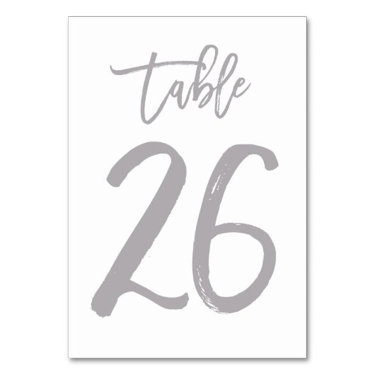 Chic Hand Lettered tafel nummer Zilver | Tabel 26 Kaart (Voorkant)