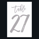 Chic Hand Lettered tafel nummer Zilver | Tabel 27 Kaart<br><div class="desc">Moderne tafel nummer kaarten.</div>