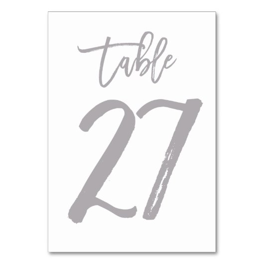 Chic Hand Lettered tafel nummer Zilver | Tabel 27 Kaart (Voorkant)