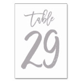 Chic Hand Lettered tafel nummer Zilver | Tabel 29 Kaart (Achterkant)