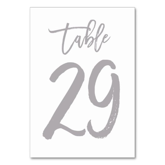 Chic Hand Lettered tafel nummer Zilver | Tabel 29 Kaart (Voorkant)