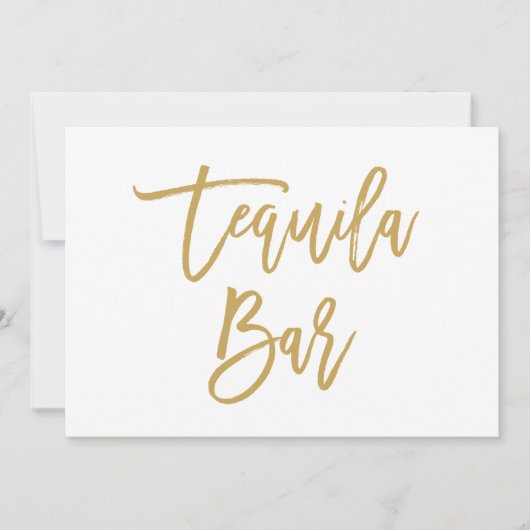 Chic Hand Lettered Tequila Bar Gold Kaart (Voorkant)