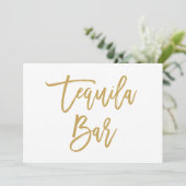 Chic Hand Lettered Tequila Bar Gold Kaart (Staand voorkant)