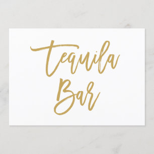 Chic Hand Lettered Tequila Bar Gold Kaart