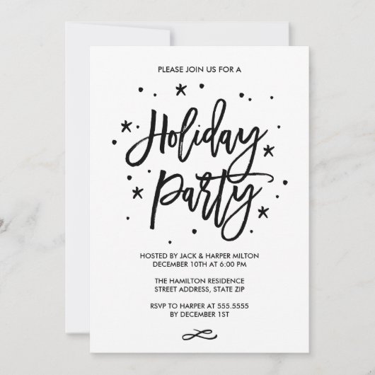 Chic Hand Lettered Typography Holiday Party Kaart (Voorkant)