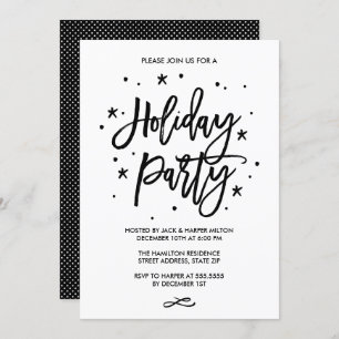 Chic Hand Lettered Typography Holiday Party Kaart