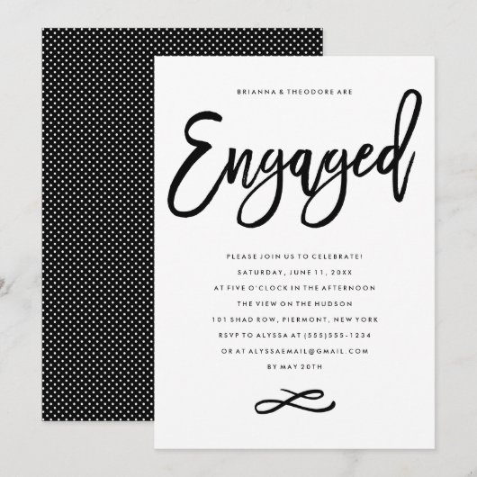 Chic Hand Lettered Uitnodiging van de Partij van d (Voorkant / Achterkant)