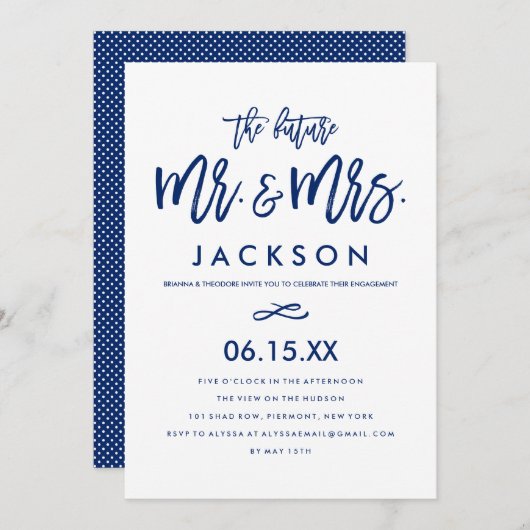 Chic Hand Lettered Uitnodiging van de Partij van d (Voorkant / Achterkant)