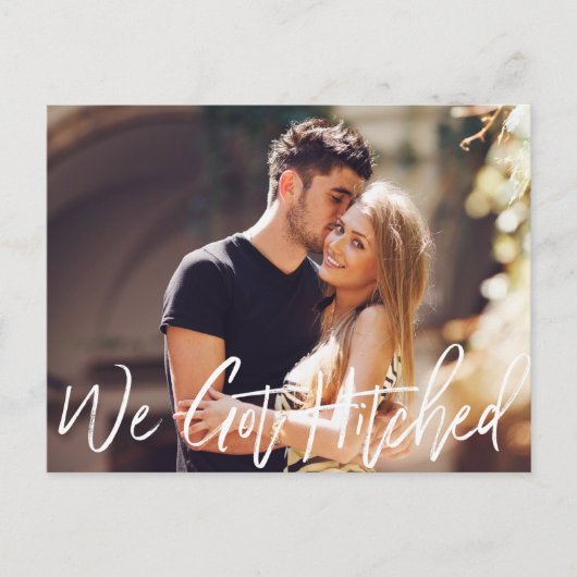 Chic Hand Lettered We Got Hitched aankondiging (Voorkant)