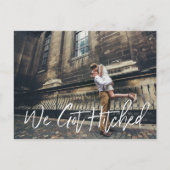Chic Hand Lettered We Got Hitched aankondiging (Voorkant)