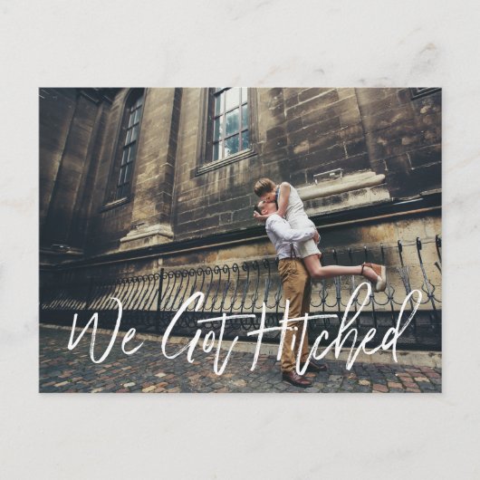 Chic Hand Lettered We Got Hitched aankondiging (Voorkant)