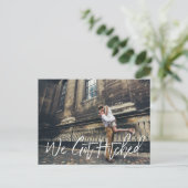 Chic Hand Lettered We Got Hitched aankondiging (Staand voorkant)