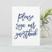 Chic Hand Lettered Weddenschap Ons gastboek Kaart (Staand voorkant)