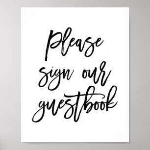 Chic Hand Lettered Weddenschap Ons gastboek Poster