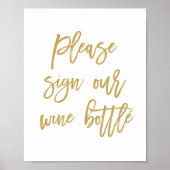 Chic Hand Lettered Weddenschap Ons Wijnflesje Poster (Voorkant)