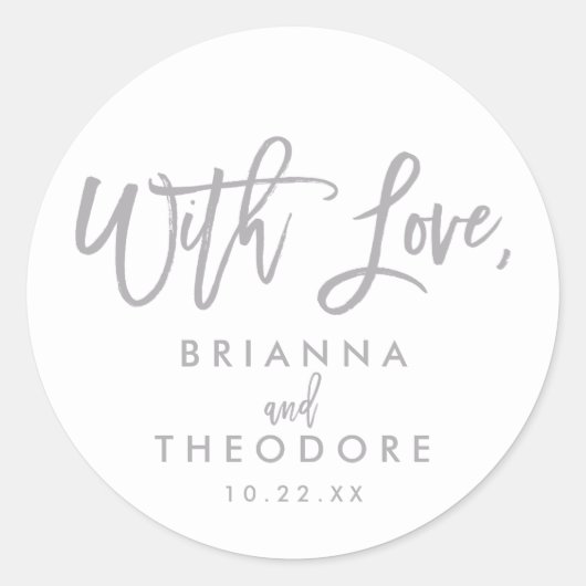 Chic Hand Lettered Weddenschap with Love Favor Lab Ronde Sticker (Voorkant)