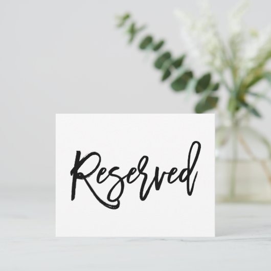Chic Hand Lettered Wedding 2-Sided Gereserved Sign Kaart (Staand voorkant)