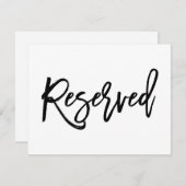 Chic Hand Lettered Wedding 2-Sided Gereserved Sign Kaart (Voorkant / Achterkant)