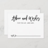 Chic Hand Lettered Wedding Advice and Wishes Card Advieskaart (Voorkant / Achterkant)