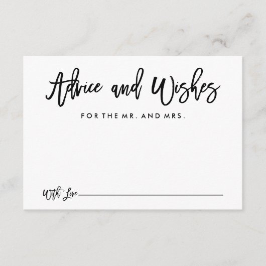 Chic Hand Lettered Wedding Advice and Wishes Card Advieskaart (Voorkant)