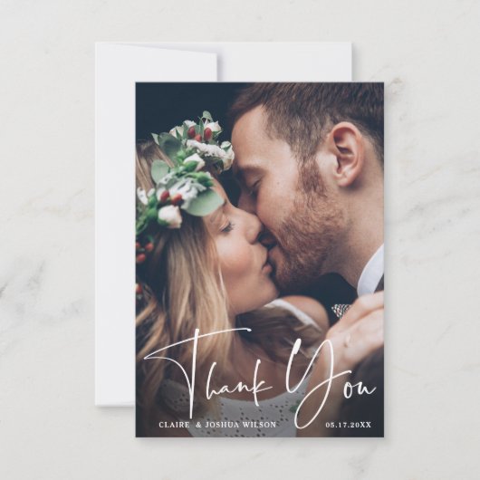 Chic Hand Lettered Wedding Bedankt Fotokaart (Voorkant)
